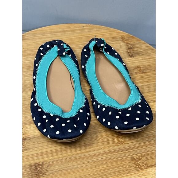 CREWCUTS Girls size 1 navy/teal slip on ballerina shoes Preppy - Picture 1 of 6